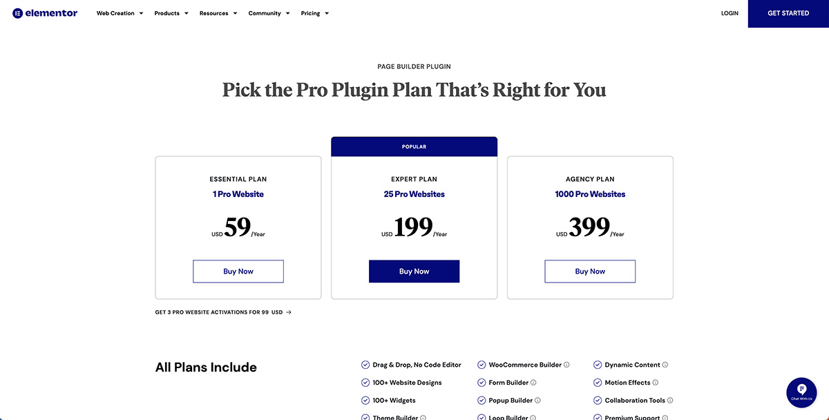 Elementor pro plugin plan