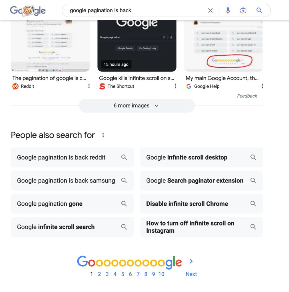 Google pagination is back in June 2024