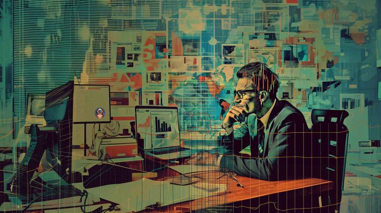 Is your website design sabotaging your PPC ads? | SEMDEEPDIVE | SEMDEEPDIVE artistic impression of analyst trying to determine if website design is hurting pay-per-click ads campaigns