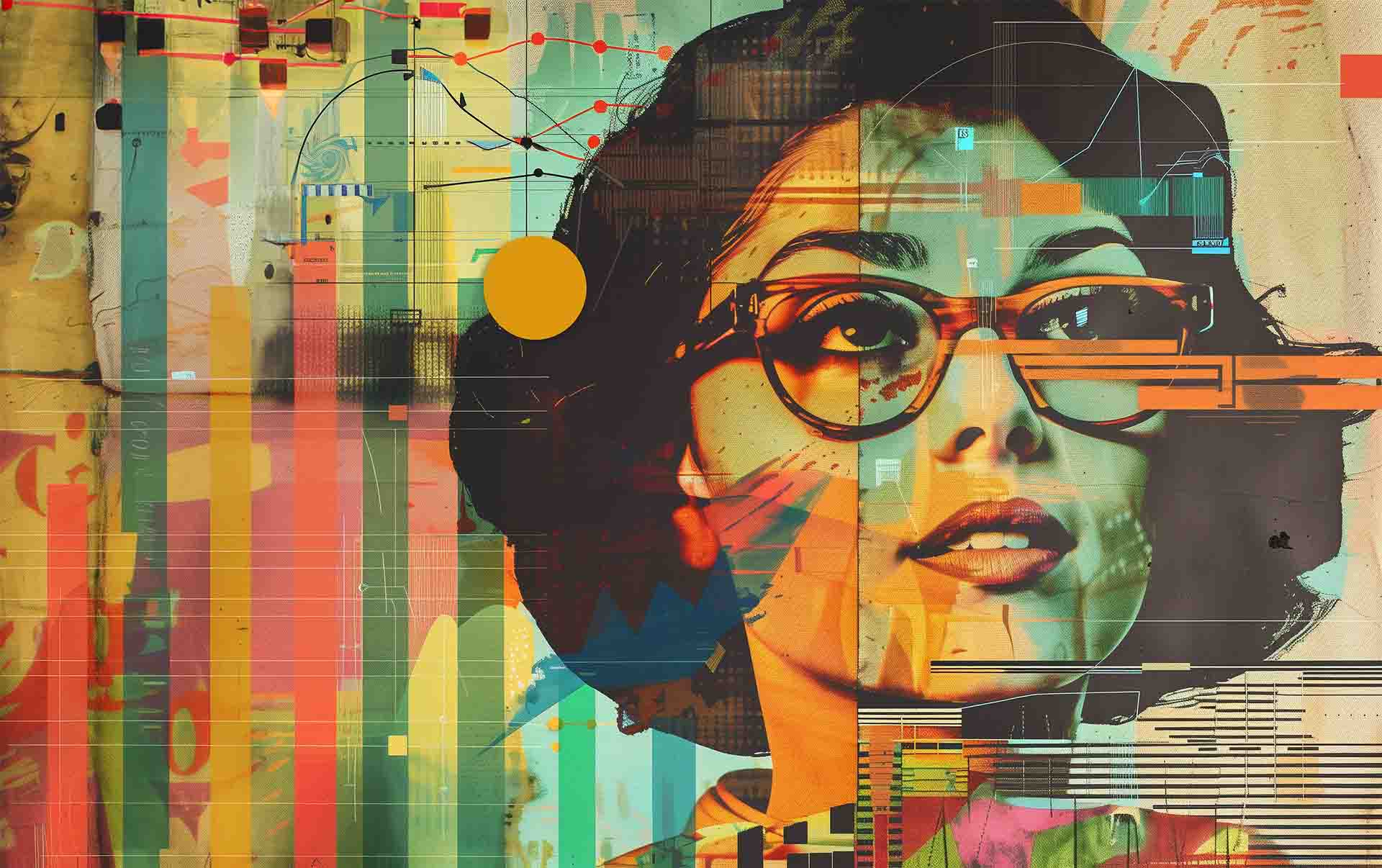 colorful artistic illustration of digital marketer looking at same keywords but different prices